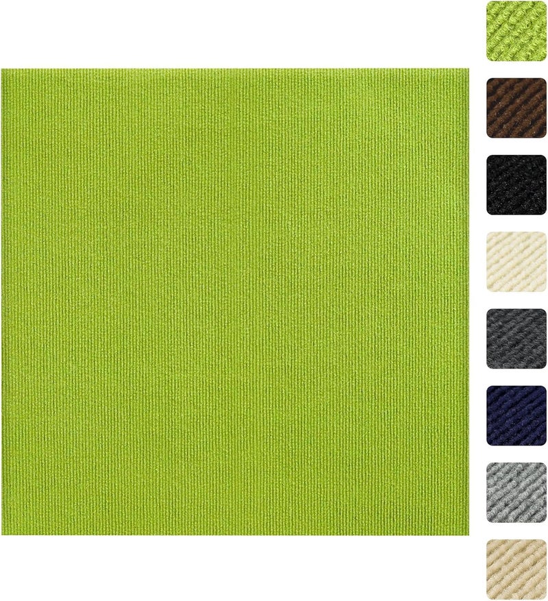 WAPANE Self Adhesive Carpet Floor Peel Tile Square 20 Pcs Peel and Stick Carpet Tiles for Kitchen Bedrooms Indoor Outdoor Green - Image 1